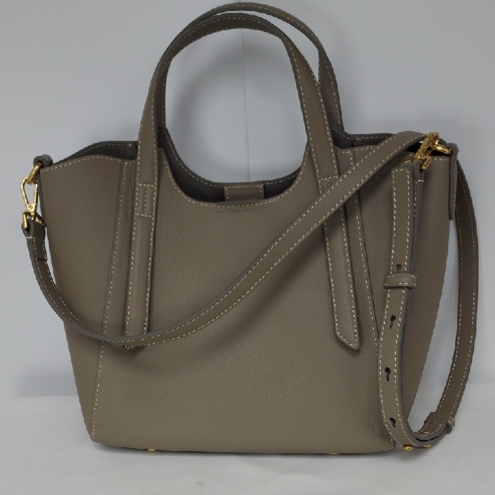 J. McLaughlin Taupe Tote with Gold Accents